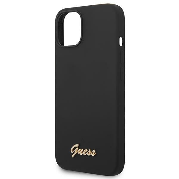 Guess GUHCP14SSLSMK iPhone 14 6.1" black/black hard case Silicone Vintage Gold Logo