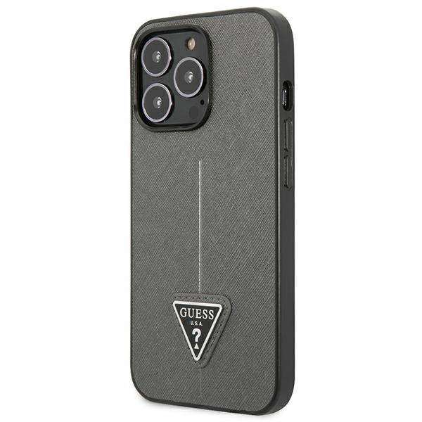 Guess GUHCP14XPSATLG iPhone 14 Pro Max 6.7 "silver / silver hardcase SaffianoTriangle Logo