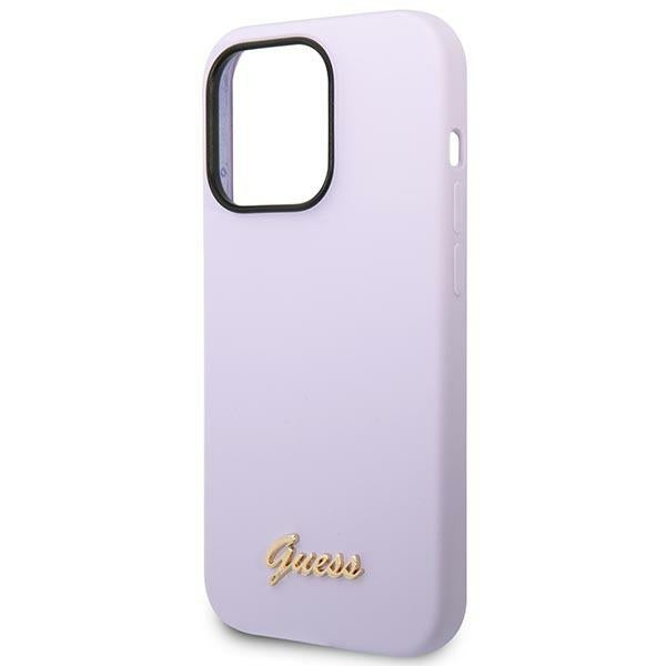 Guess GUHCP14XSLSMU iPhone 14 Pro Max 6.7" purple/purple hard case Silicone Vintage Gold Logo