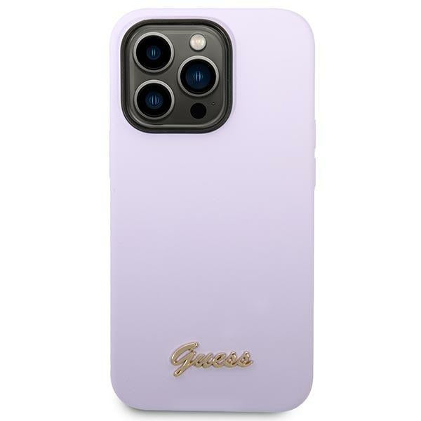 Guess GUHCP14XSLSMU iPhone 14 Pro Max 6.7" purple/purple hard case Silicone Vintage Gold Logo