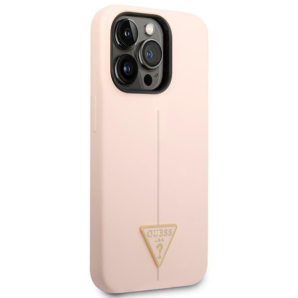 Guess GUHCP14XSLTGP iPhone 14 Pro Max 6.7" pink/pink hardcase Silicone Triangle