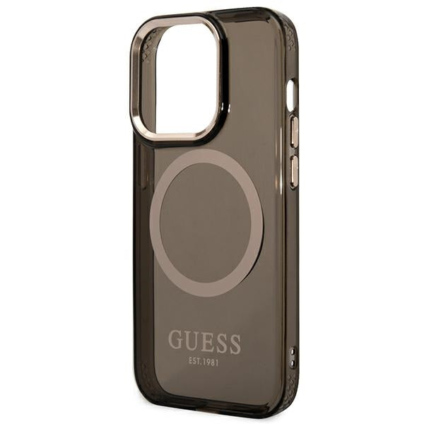 Guess GUHMP14LHTCMK iPhone 14 Pro 6.1&quot; black/black hard case Gold Outline Translucent MagSafe