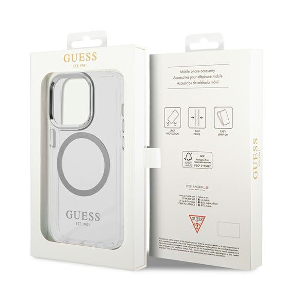 Guess GUHMP14LHTRMS iPhone 14 Pro 6.1" silver/silver hard case Metal Outline Magsafe