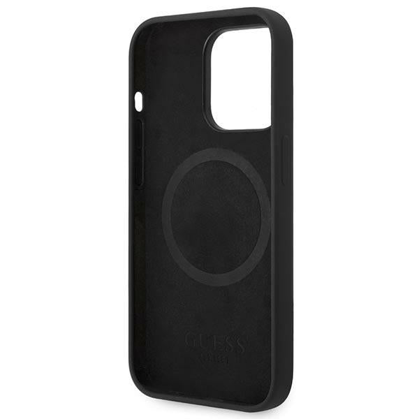 Guess GUHMP14LSBPLK iPhone 14 Pro 6.1" black/black hard case Silicone Logo Plate MagSafe