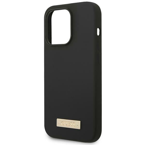 Guess GUHMP14LSBPLK iPhone 14 Pro 6.1" black/black hard case Silicone Logo Plate MagSafe