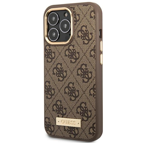 Guess GUHMP14LU4GPRW iPhone 14 Pro 6.1 "brown / brown hard case 4G Logo Plate MagSafe