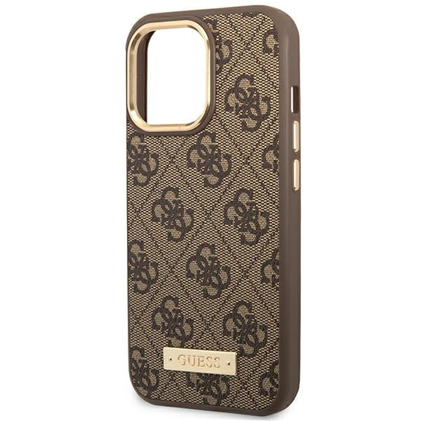 Guess GUHMP14LU4GPRW iPhone 14 Pro 6.1 "brown / brown hard case 4G Logo Plate MagSafe
