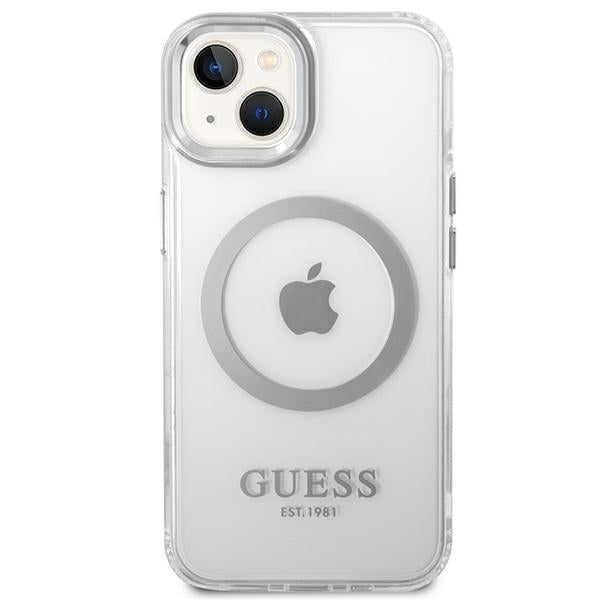 Guess GUHMP14MHTRMS iPhone 14 Plus 6.7&quot; silver/silver hard case Metal Outline Magsafe
