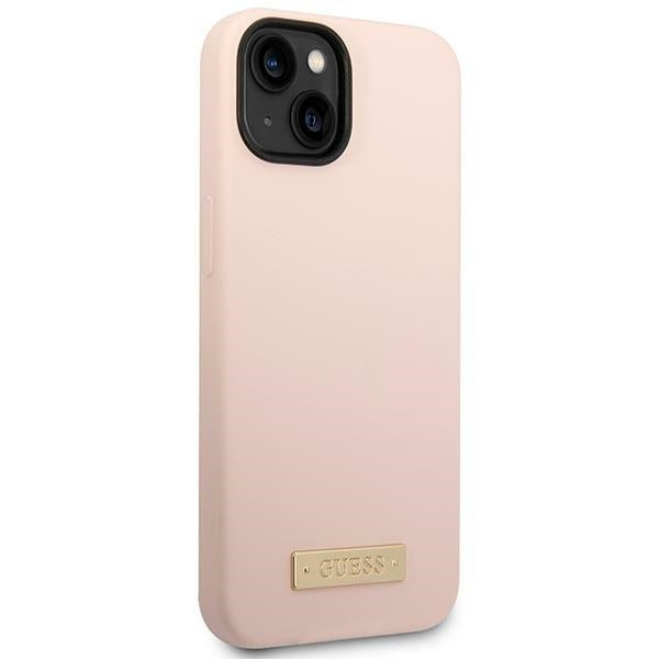 Guess GUHMP14MSBPLP iPhone 14 Plus 6.7 "pink / pink hard case Silicone Logo Plate MagSafe