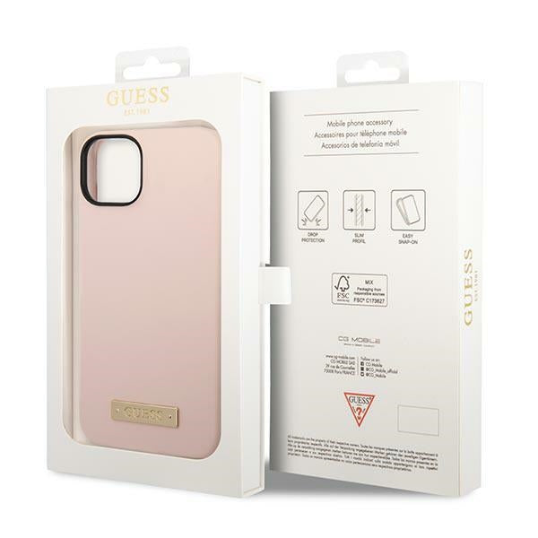 Guess GUHMP14MSBPLP iPhone 14 Plus 6.7 "pink / pink hard case Silicone Logo Plate MagSafe