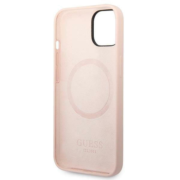 Guess GUHMP14MSBPLP iPhone 14 Plus 6.7 "pink / pink hard case Silicone Logo Plate MagSafe