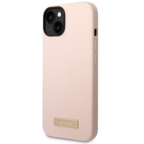 Guess GUHMP14MSBPLP iPhone 14 Plus 6.7 "pink / pink hard case Silicone Logo Plate MagSafe