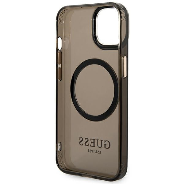 Guess GUHMP14SHTCMK iPhone 14 6.1" black/black hard case Gold Outline Translucent MagSafe