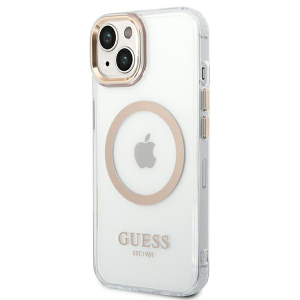 Guess GUHMP14SHTRMD iPhone 14 6.1 "gold / gold hard case Metal Outline Magsafe