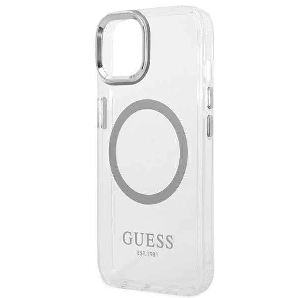 Guess GUHMP14SHTRMS iPhone 14 6.1" silver/silver hard case Metal Outline Magsafe