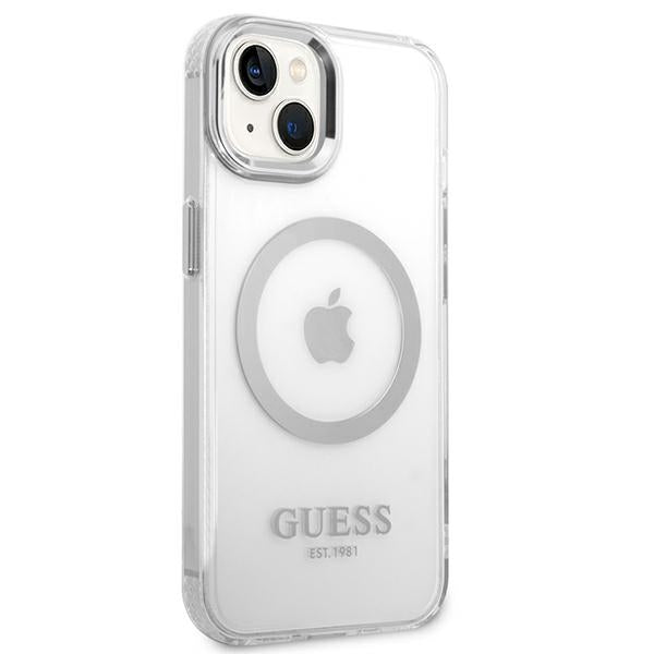 Guess GUHMP14SHTRMS iPhone 14 6.1" silver/silver hard case Metal Outline Magsafe