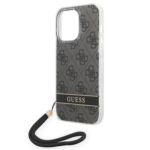 Guess GUOHCP14LH4STK iPhone 14 Pro 6.1 "black / black hardcase 4G Print Strap