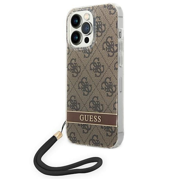 Guess GUOHCP14LH4STW iPhone 14 Pro 6.1 &quot;brown / brown hardcase 4G Print Strap