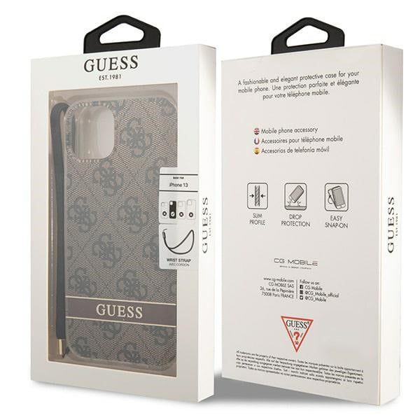 Guess GUOHCP14MH4STW iPhone 14 Plus 6.7 "brown / brown hardcase 4G Print Strap
