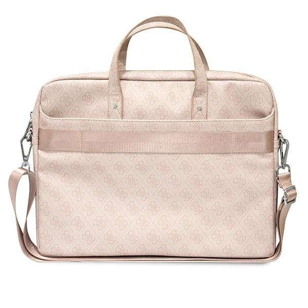 Guess Saffiano 4G Triangle Logo bag for a 16&#39;&#39; laptop - pink