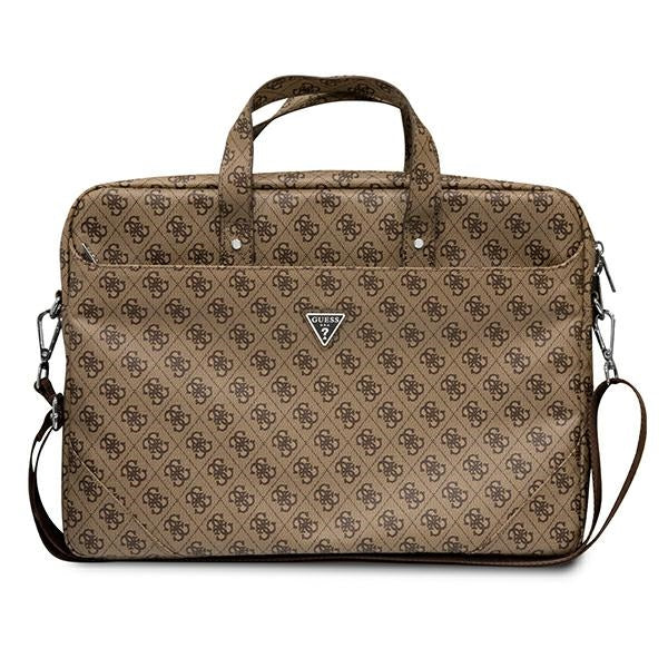 Guess Saffiano 4G Triangle Logo bag for a 16&#39;&#39; laptop - brown