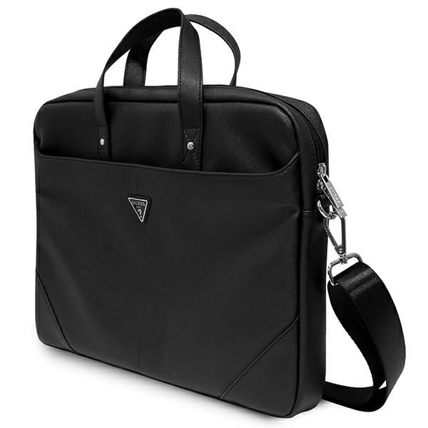Guess Saffiano Triangle Logo bag for a 16&#39;&#39; laptop - black