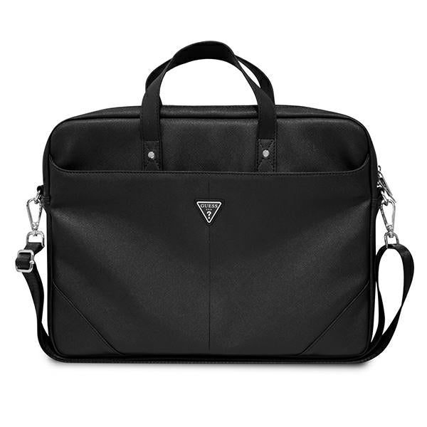 Guess Saffiano Triangle Logo bag for a 16&#39;&#39; laptop - black