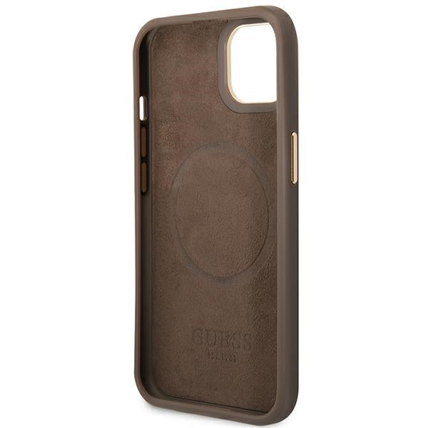 Guess GUHMP14MU4GPRW iPhone 14 Plus 6.7 &quot;brown / brown hard case 4G Logo Plate MagSafe