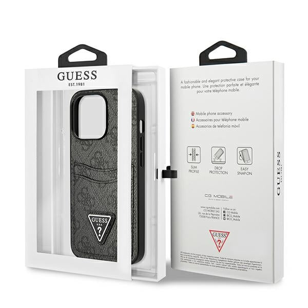 Guess GUHCP13LP4TPK iPhone 13 Pro / 13 6.1" black/black hardcase 4G Triangle Logo Cardslot