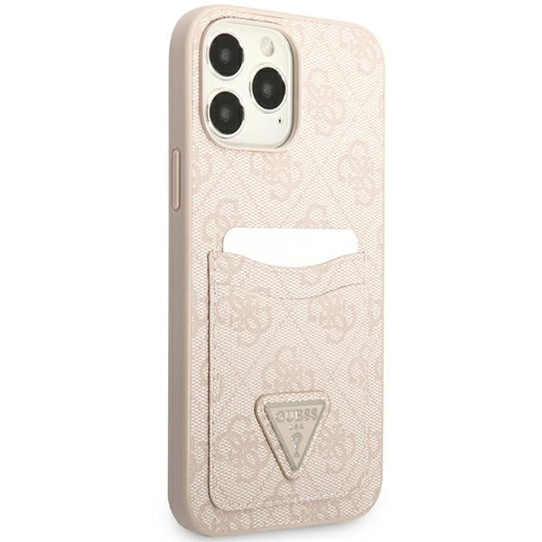 Guess 4G Triangle Logo Cardslot Case for iPhone 13 Pro / 13 - Pink