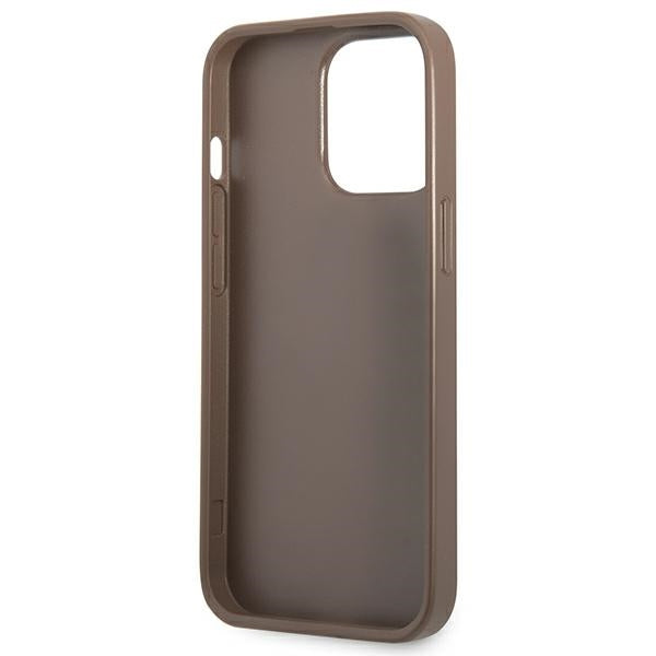 Guess 4G Triangle Logo Cardslot Case for iPhone 13 Pro / 13 - Brown