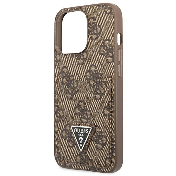 Guess 4G Triangle Logo Cardslot Case for iPhone 13 Pro / 13 - Brown