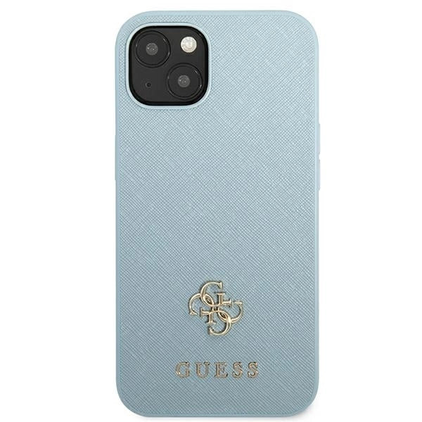 Guess Saffiano 4G Small Metal Logo case for iPhone 13 mini - blue