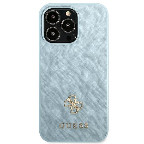 Guess Saffiano 4G Small Metal Logo case for iPhone 13 Pro Max - blue