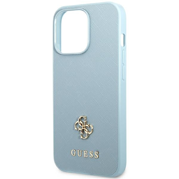 Guess Saffiano 4G Small Metal Logo case for iPhone 13 Pro Max - blue