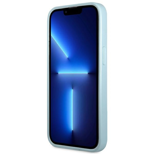 Guess Saffiano 4G Small Metal Logo case for iPhone 13 Pro Max - blue
