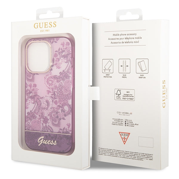 Guess Porcelain Collection case for iPhone 14 Pro Max - fuchsia