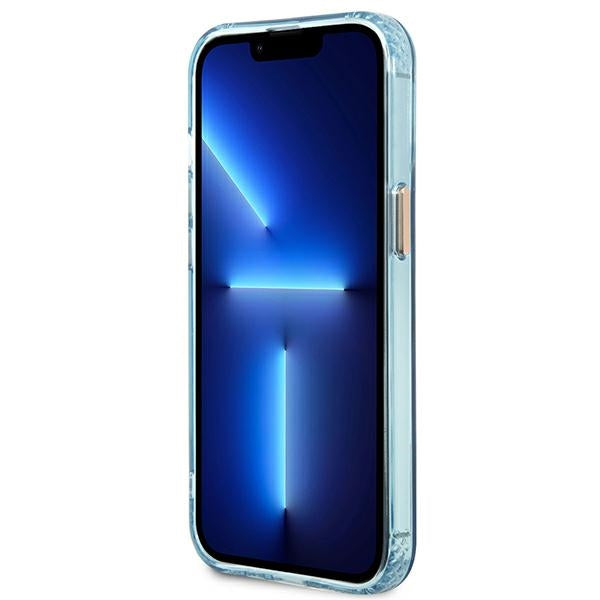 Guess Gold Outline Translucent MagSafe case for iPhone 13 Pro / iPhone 13 - blue