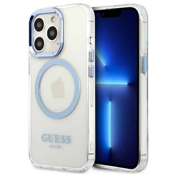 Guess Metal Outline MagSafe case for iPhone 13 Pro / iPhone 13 - blue
