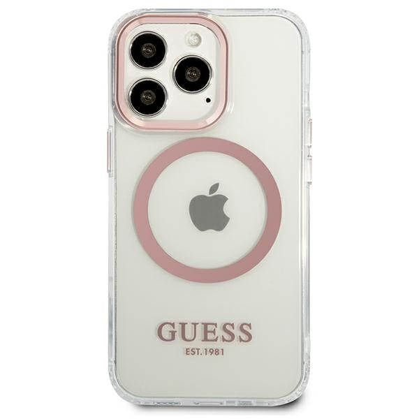 Guess Metal Outline MagSafe case for iPhone 13 Pro / iPhone 13 - pink