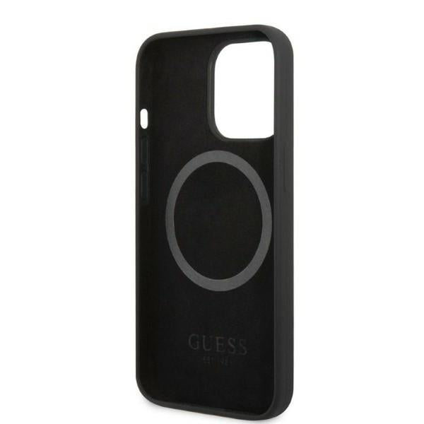 Guess GUHMP13LSPLK iPhone 13 Pro / 13 6.1" black/black hard case Silicone Logo Plate MagSafe