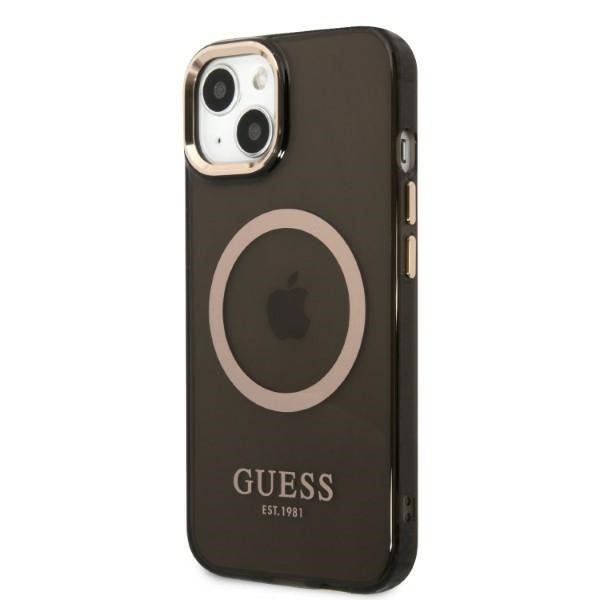 Guess Gold Outline Translucent MagSafe case for iPhone 13 - black