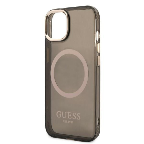 Guess Gold Outline Translucent MagSafe case for iPhone 13 - black