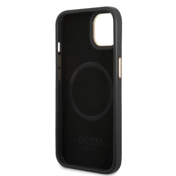 Guess GUHMP13MSAPSTK iPhone 13 6.1" black/black hardcase Peony Logo Plate MagSafe