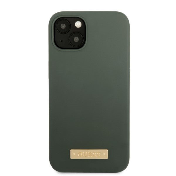 Guess GUHMP13MSBPLA iPhone 13 6.1" green/khaki hard case Silicone Logo Plate MagSafe