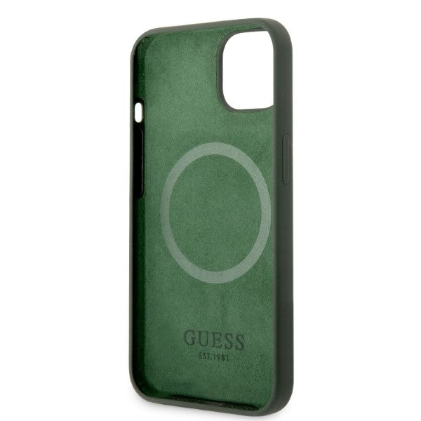 Guess GUHMP13MSBPLA iPhone 13 6.1" green/khaki hard case Silicone Logo Plate MagSafe