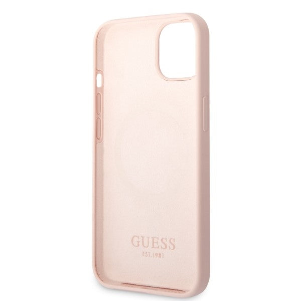 Guess GUHMP13MSBPLP iPhone 13 6.1" pink/pink hard case Silicone Logo Plate MagSafe