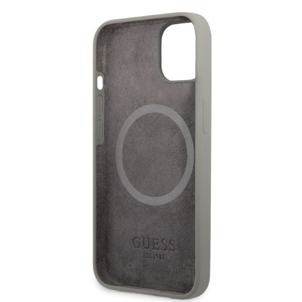 Guess GUHMP13MSPLG iPhone 13 6.1" grey/grey hard case Silicone Logo Plate MagSafe