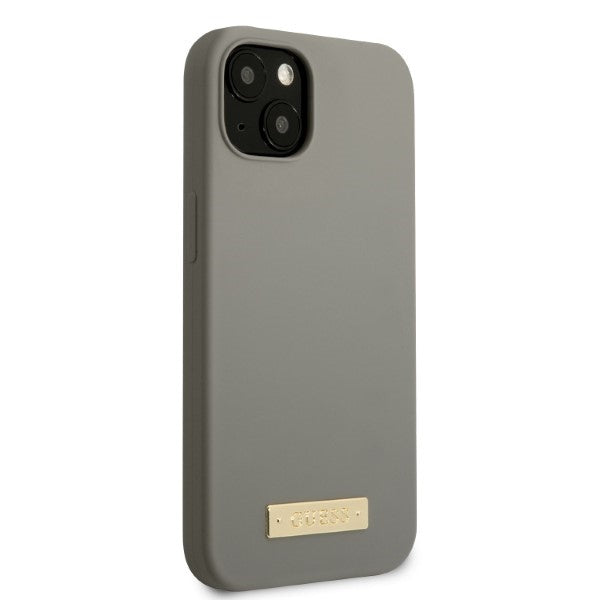 Guess GUHMP13MSPLG iPhone 13 6.1" grey/grey hard case Silicone Logo Plate MagSafe