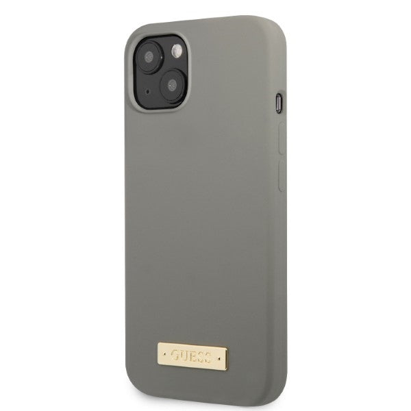 Guess GUHMP13MSPLG iPhone 13 6.1" grey/grey hard case Silicone Logo Plate MagSafe